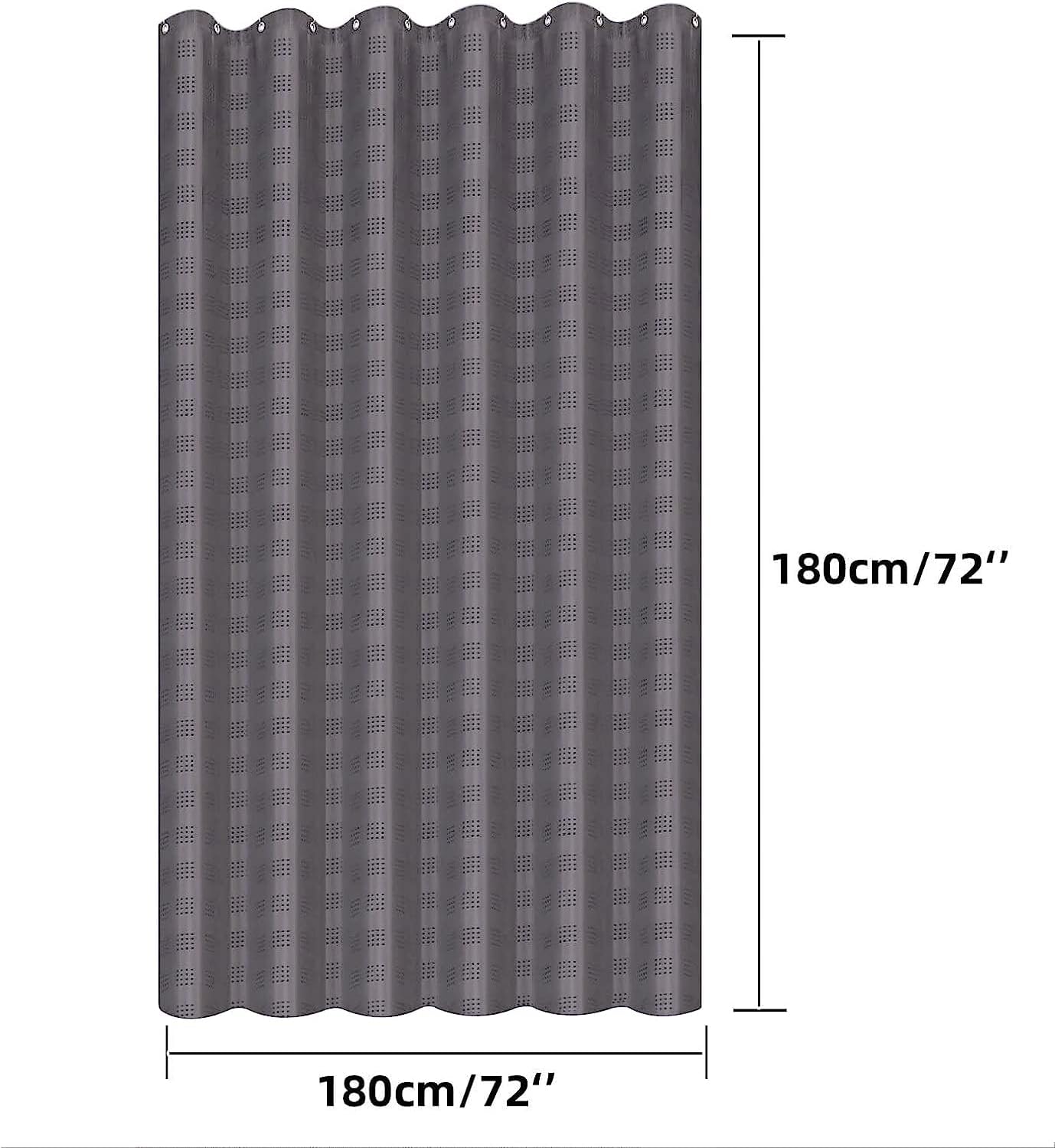 SpaceDresser Jacquard Fabric Shower Curtain,Shower Curtain Liner,Hotel Quality Waffle Weave Bathroom Curtain with Grommets,72 x 72 Inches Long Waterproof Shower Curtains Grey