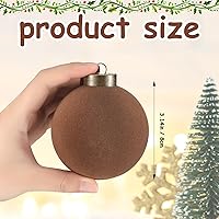 Vista 2 de Liliful - 15 bolas de Navidad, de terciopelo, a granel, flocadas, de plástico, adornos decorativos para colgar, decoración de árbol de Navidad Marrón