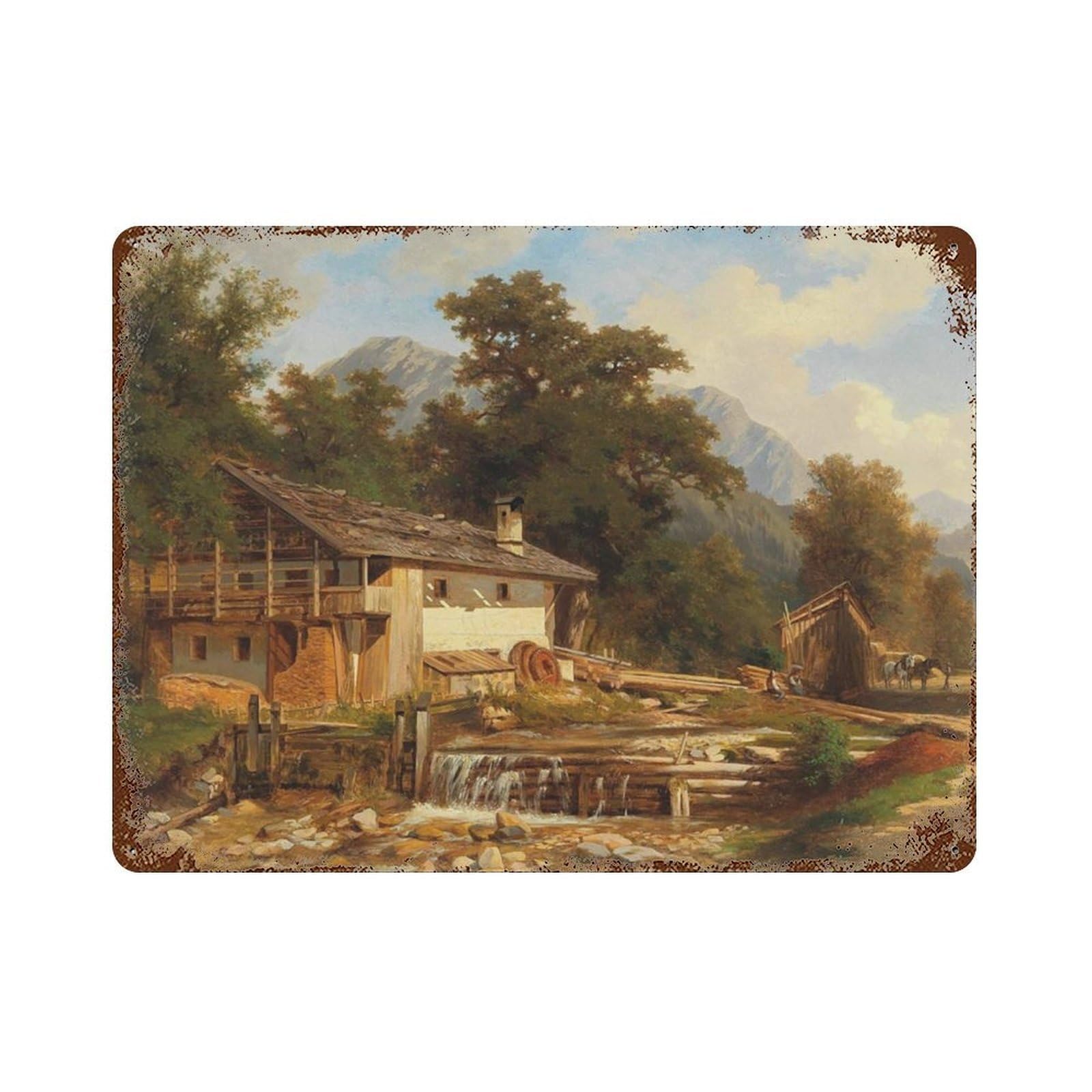 xiaoxiaoshen Landscape Vintage Country Painting Wall Decor Art Metal Tin Poster Modern Home Decor Art Home Bar Shop Decorations Vintage Sign 30x40cm