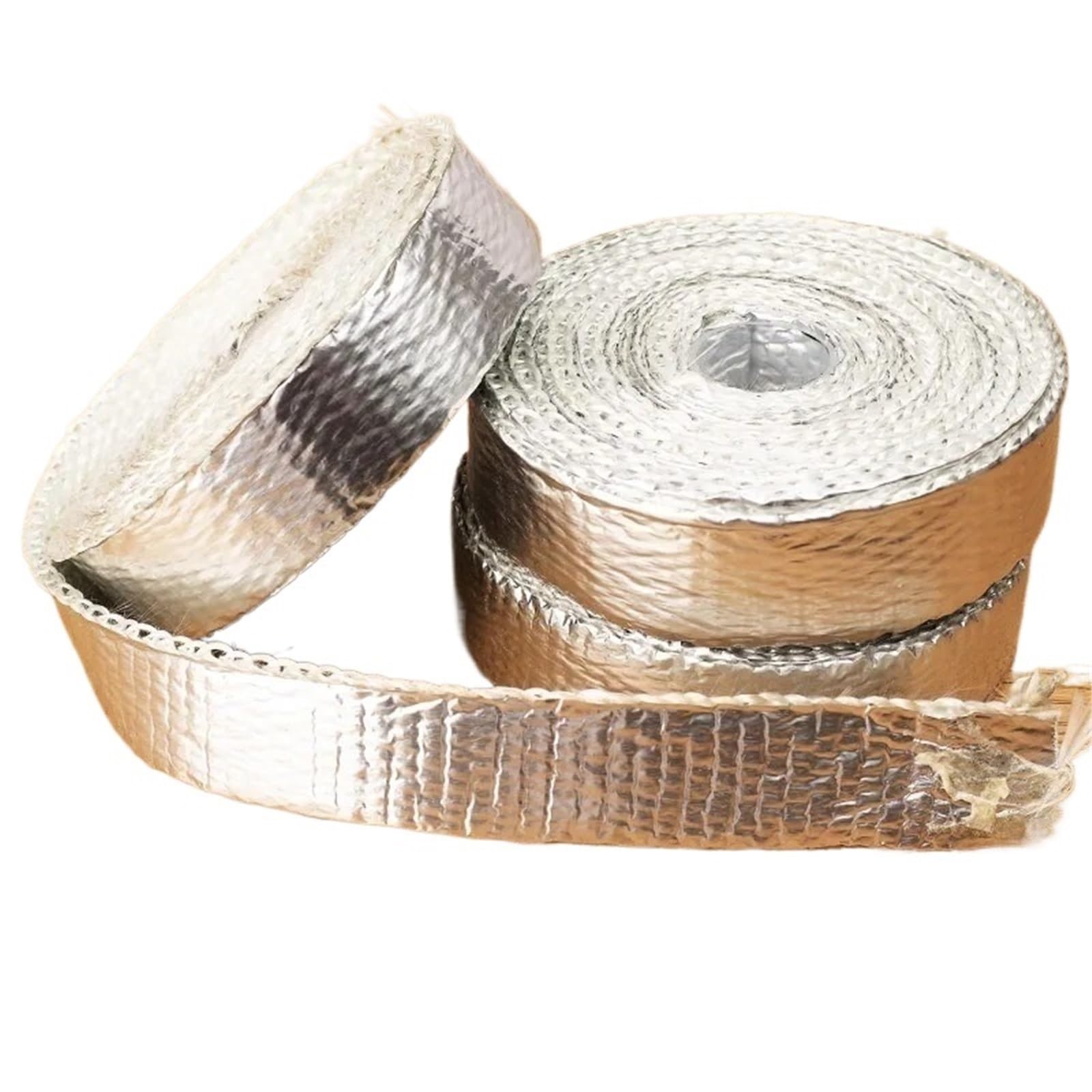 Dasjkdi Silver 2Sets Exhaust Band Heat Wrap Fiberglass Shield Insulation 5M Aluminum Foil Motorcycle Muffler Thermal Tape For Hose