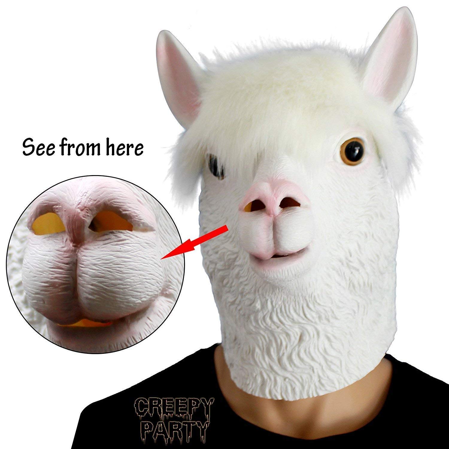 CreepyParty Festa in Costume di Halloween Maschera in Lattice a Testa di Animale Alpaca Maschera di Carnevale