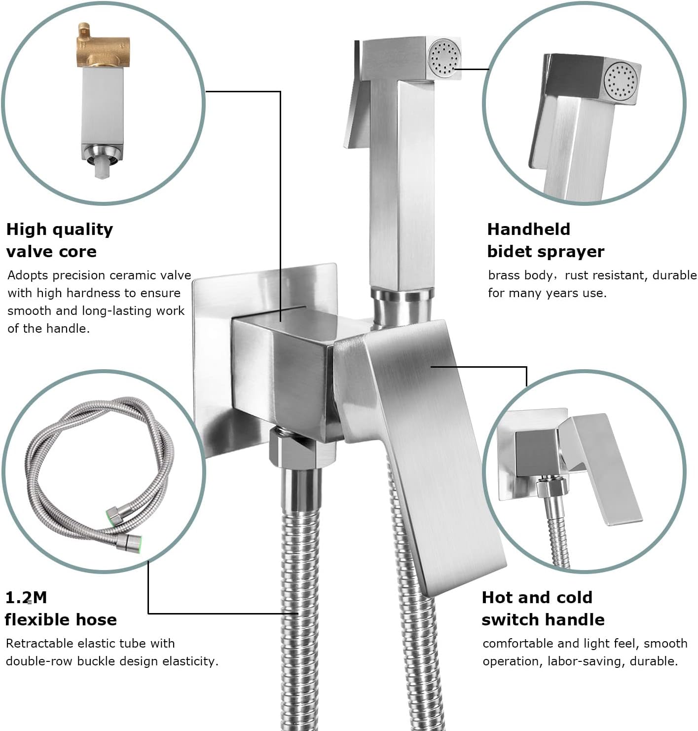[LOSCHEN] Hot and Cold Bidet Sprayer kit for Toilet Faucet Sprayer Kit