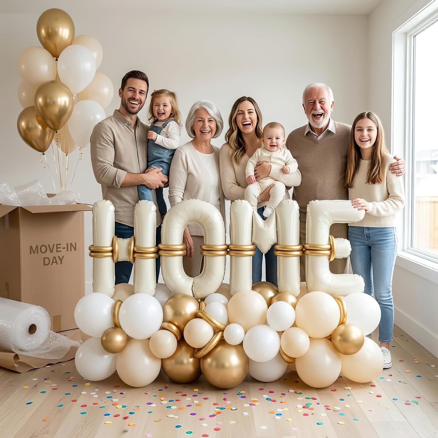 40 Inch Giant HOME Letter Balloons Decor Kit Boho Cream White Champagne Gold Balloon Garland Set for Housewarming Party New Home Sweet Home Welcome Home Party Decorations image 2