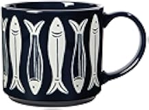 Now Designs Fish Collection Stoneware Stacking Mug, 16 oz, Dishwasher & Microwave Safe