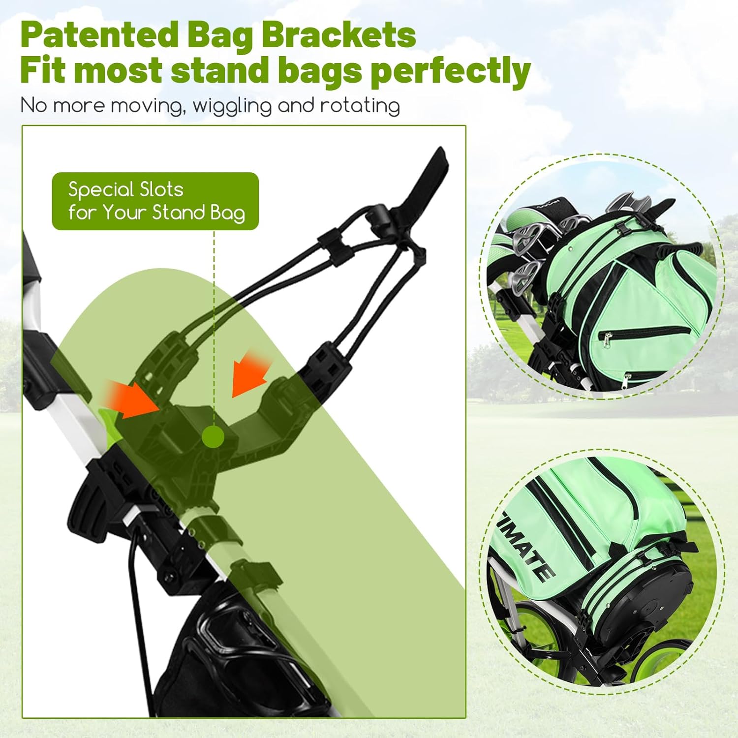 Goplus 3 Wheel Golf Push Cart, Lightweight Foldable Caddy Cart w/Adjustable Seat, Handle, Umbrella Holder, Foot Brake, Golf Trolley for Golf Bags, Collapsible Golf Pull Cart for Men Women