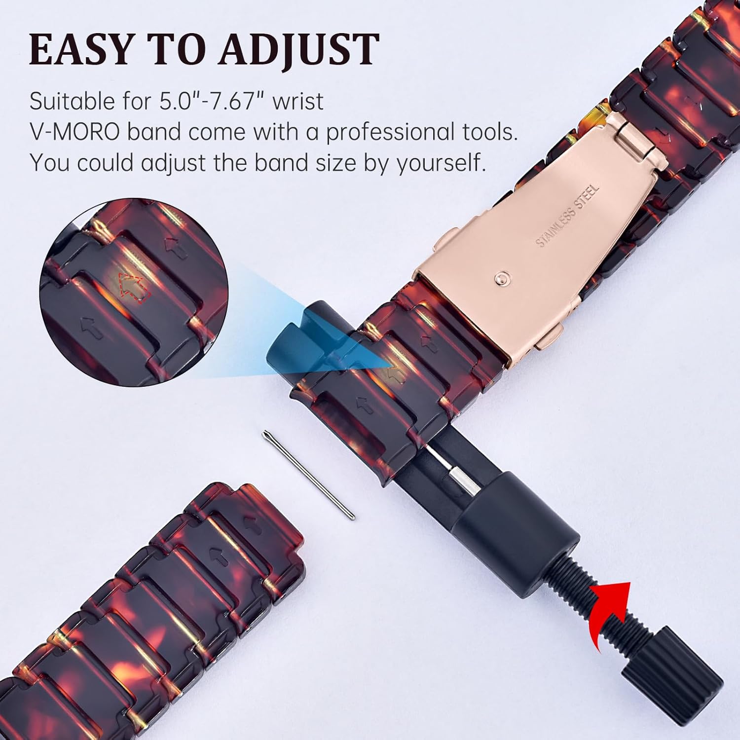 V-MORO Resin Band Compatible with Series 11/10 Apple Watch Bands 41mm/40mm/38mm/42mm Fashion Strap for iWatch Series 9/8/7/6/5/4/3/2/1/SE/SE2 SE3 Lightweight Bracelet Wristband Women Men(Classic Tortoise)