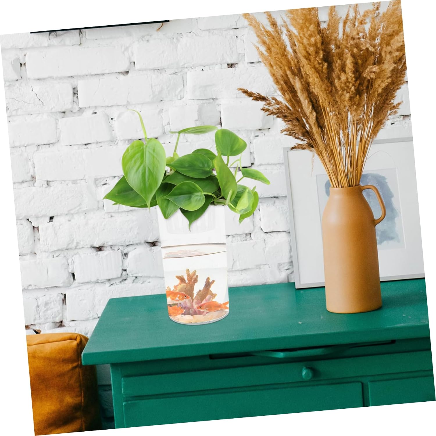 Small Betta Fish Tank Plastic Desktop Aquarium Bubbler Decorations Fish Tank for Home