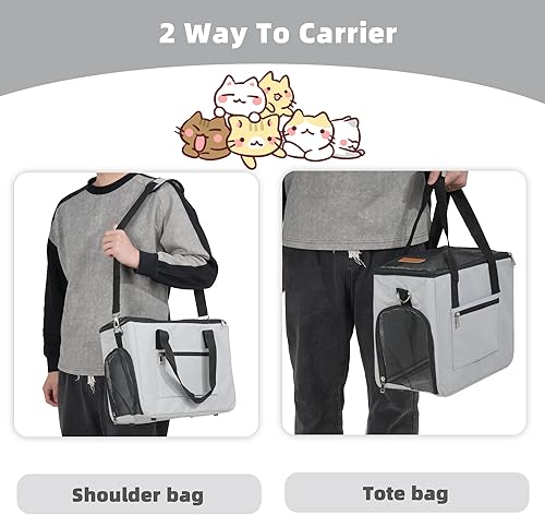 Vista 23 de Transportador de gatos y perros para mascotas de hasta 15 libras, aprobado por aerolíneas, plegable, para gatos y perros, transportador de gatos