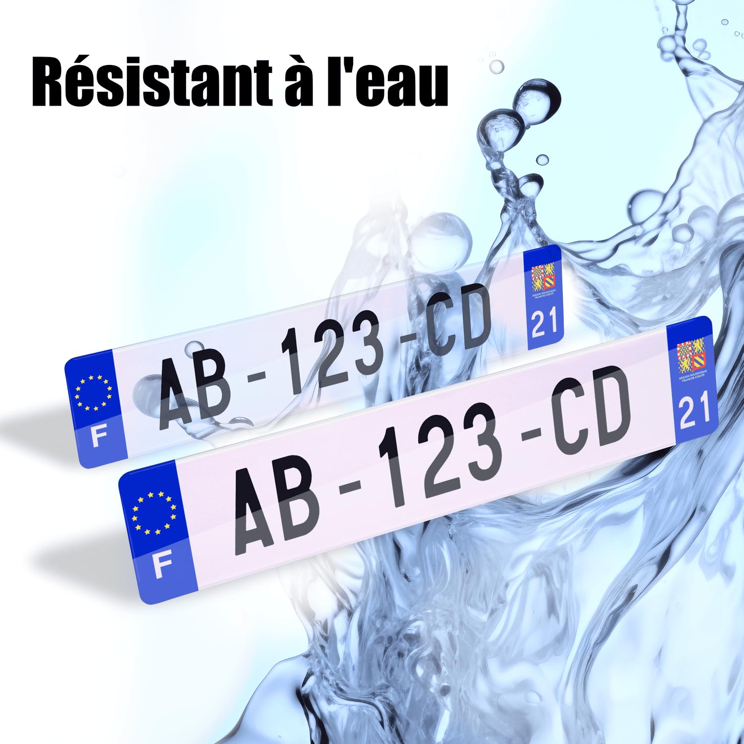2 Plaques d'immatriculation Voiture - homologué - SIV 520 x 110 mm - résistance aux Chocs, aux intempéries et Anti UV. Made in France Pose avec Rivets