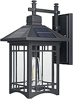 Vista 9 de Solar Outdoor Wall Light，Exterior Lighting fixtures，Modern Black Exterior Light Fixture with Clear Glass Shade，Outdoor Solar Wall Lights Dusk to