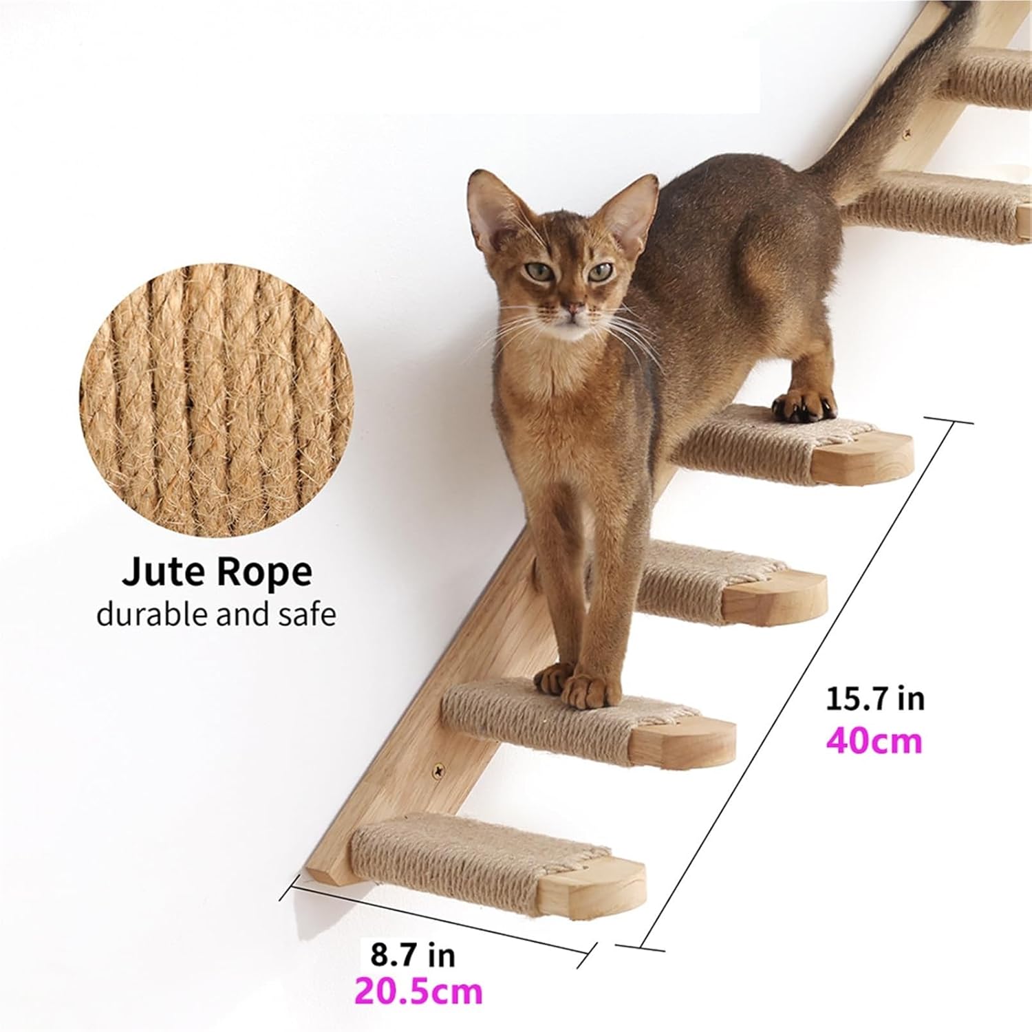 Cat Climbing Stairs Wall Mounted Steps Made Wood Scratching Ladder Pet Furniture for Indoor Cats Playing Sleep(1 Piece)