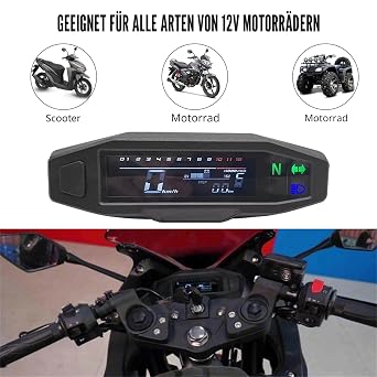 KAOLALI Universal Motorcycle Digital Speedometer LCD Display Carburetor Odometer Sensor
