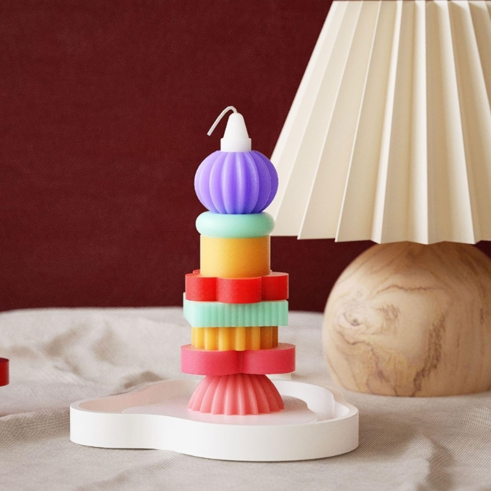 10 stampi impilabili in silicone per colonne, sapone, cioccolato, impilabili, in silicone, con vassoio in resina