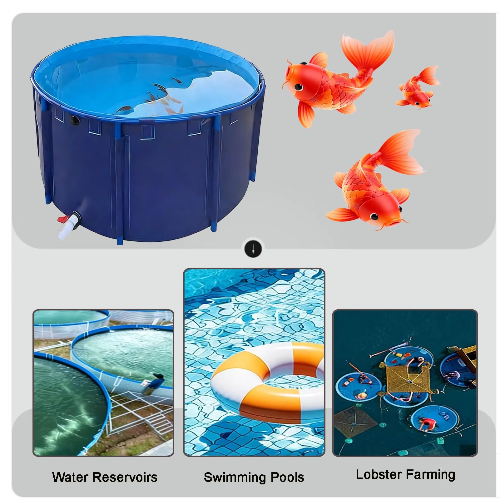 KoiPond rialzato, 3 x 0,8 m, rotondo, facile da installare; perfetto per giardino, patio, irrigazione agricola o stagno da bagno.