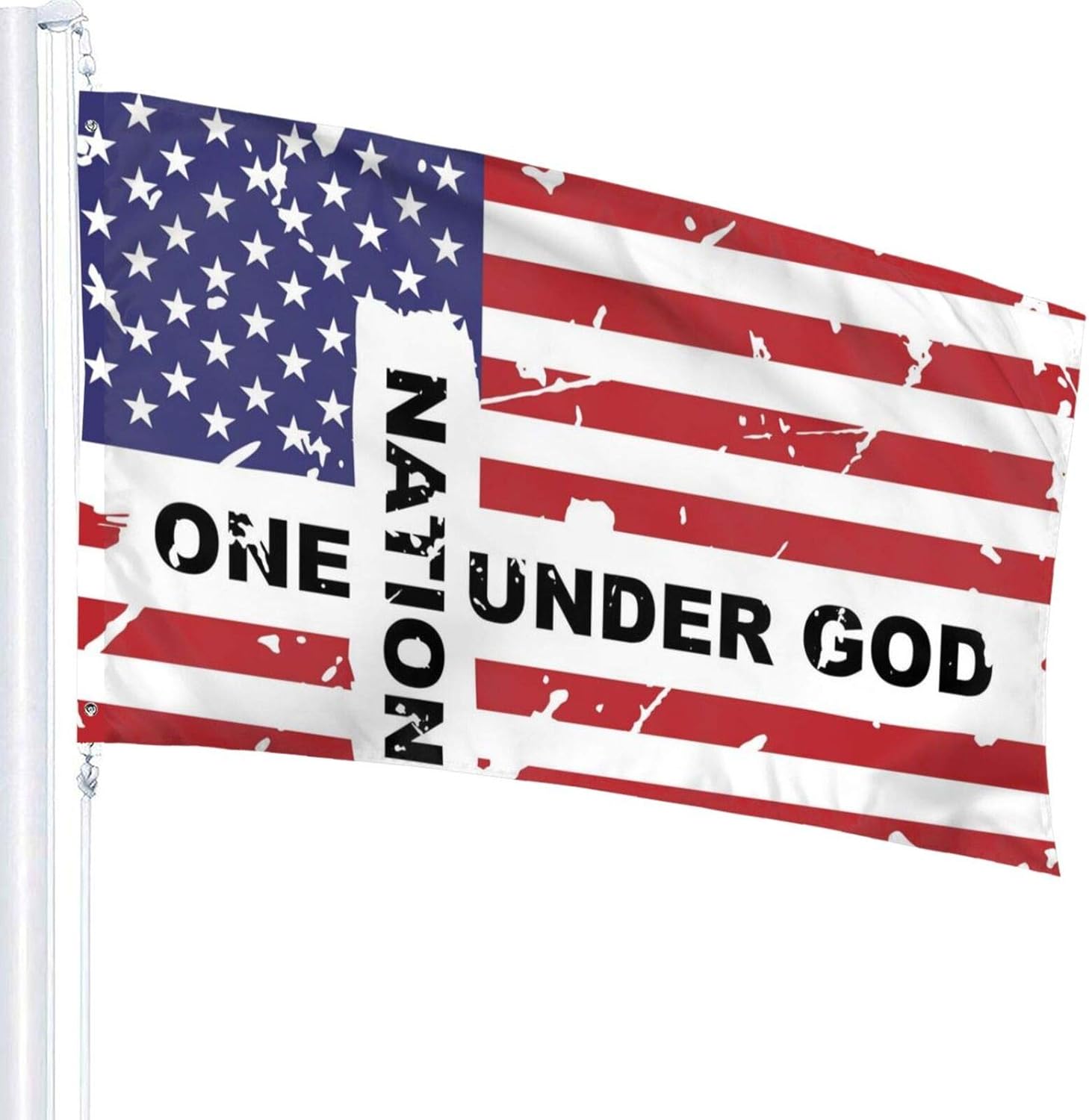 United We Stand One Nation Under God Flag 3' X 5' Indoor Outdoor Banner Home Garden Decoration One Side: Home & Kitchen