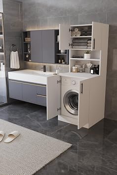DF03101 Çamaşır Makinesi Dolabı Banyo Boy Dolabı BEYAZ