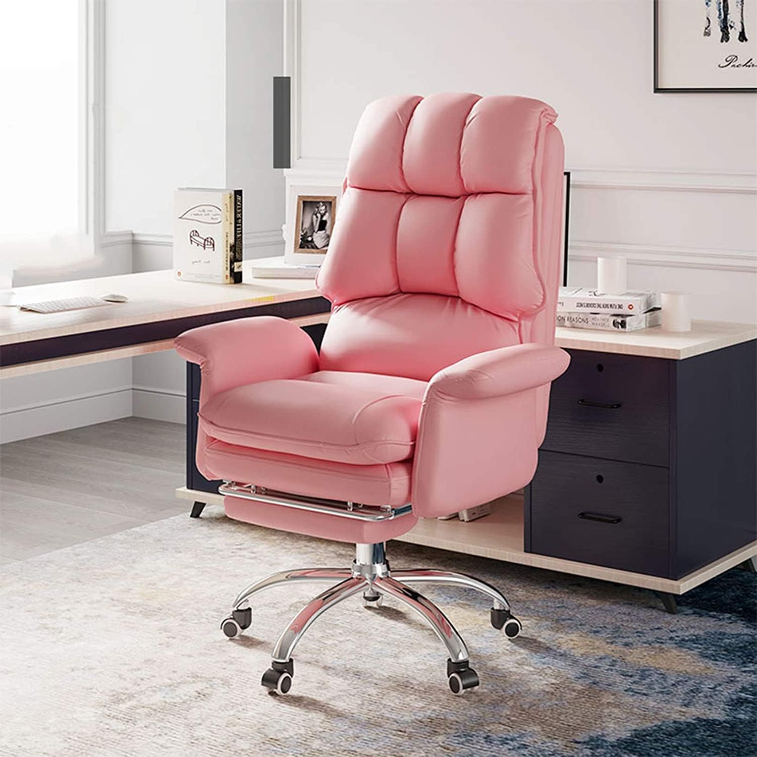 WHLONG PU Leather Office Chair, Ergonomic Executive