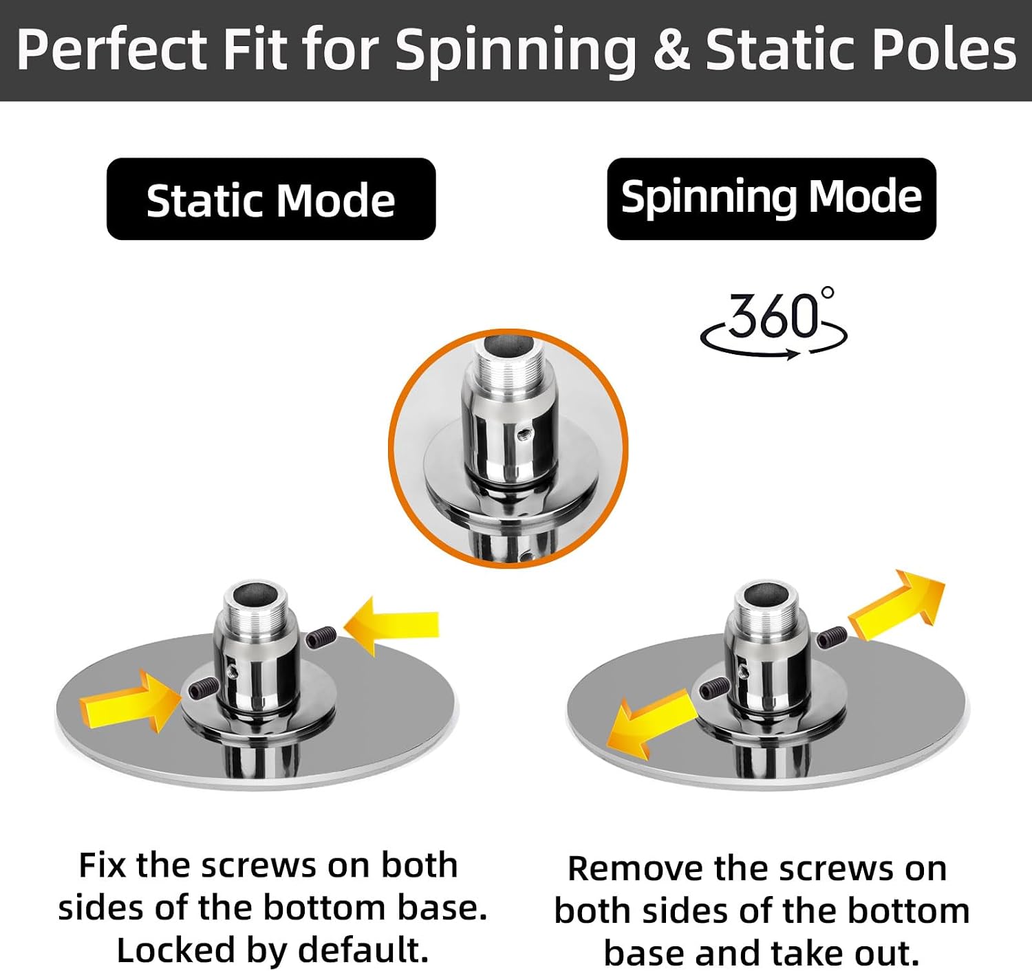 PRIOR FITNESS Premium Dance Pole Base Dome for 45mm Poles - Removable, Apartment-Friendly Design with Silicone Suction Cup - Includes 1 Base Dome Only - Perfect Pole Dancing Accessory image 5