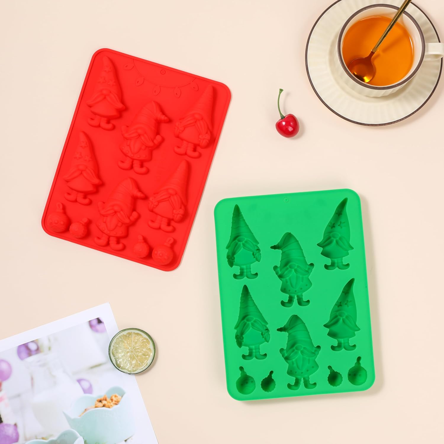 Christmas Silicone Mold for Baking - 2 Pack Christmas Candy Chocolate Molds for Handmade Soap, Chocolate, Jello, Cake Cupcake Decoration, Candy and Candles
