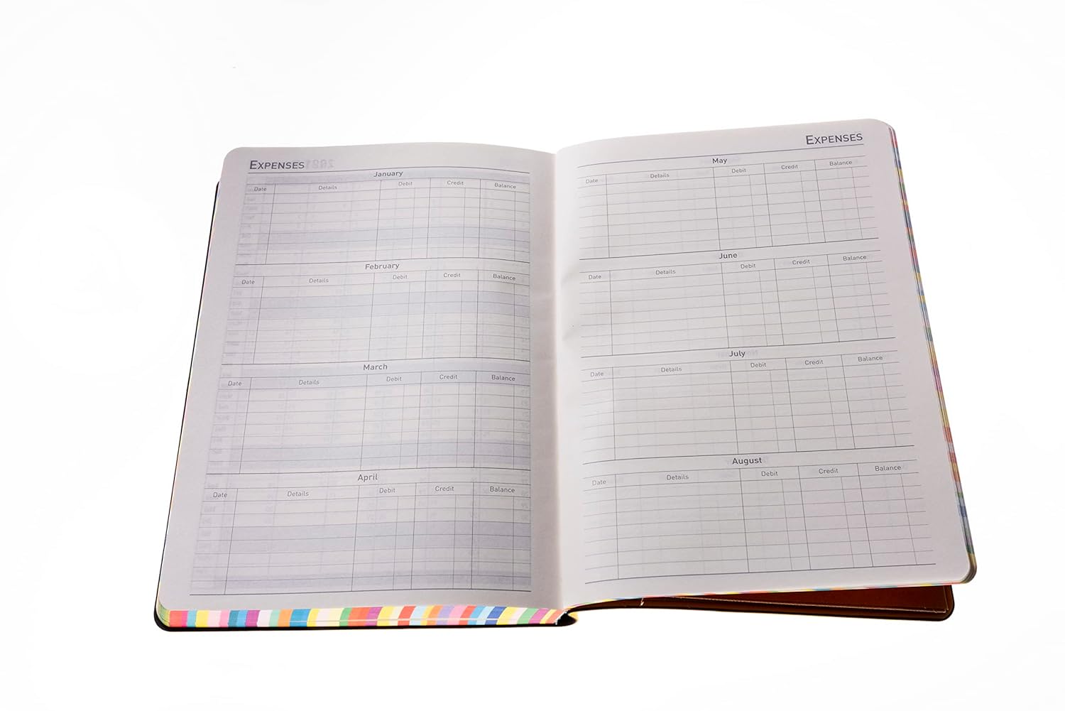Collins Debden Edge Rainbow 2024 Diary A5 Week to View Planner - Lifestyle and Organiser for Office, Work, Personal Home January December Weekly Light Blue ED153.U57-24