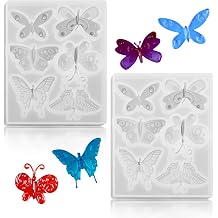 2 Pack 3D Butterfly Epoxy Resin Molds DIY Shape Resin Casting for Earring Necklace Pendant Brooch Keychain Silicone Mold Resin Handmade Home Display Decor Crafts