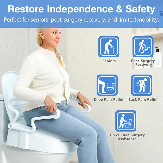 Asiento Elevado para Inodoro con Manijas y 3 Niveles de Altura miniatura 6