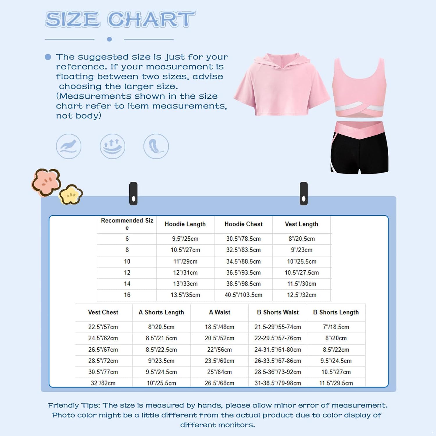 Kids Girls Sports Suit Tracksuit Cropped Hoodie Sleeveless Vest with Match Shorts Workout Exercise Training Outfits