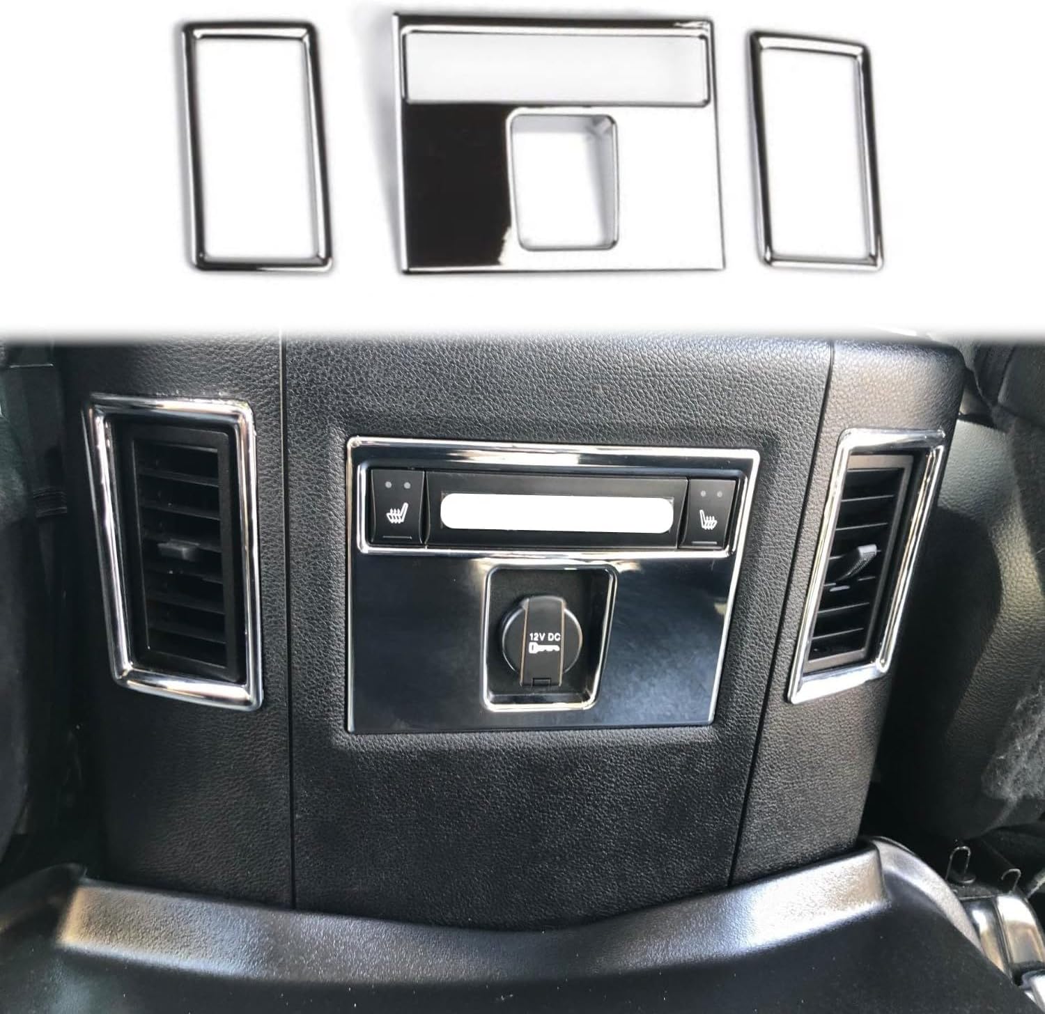 Chrome Central armrest A/C Vent Cover Trim fit 2009-2018 Dodge RAM 1500 2500 3500 Accessories