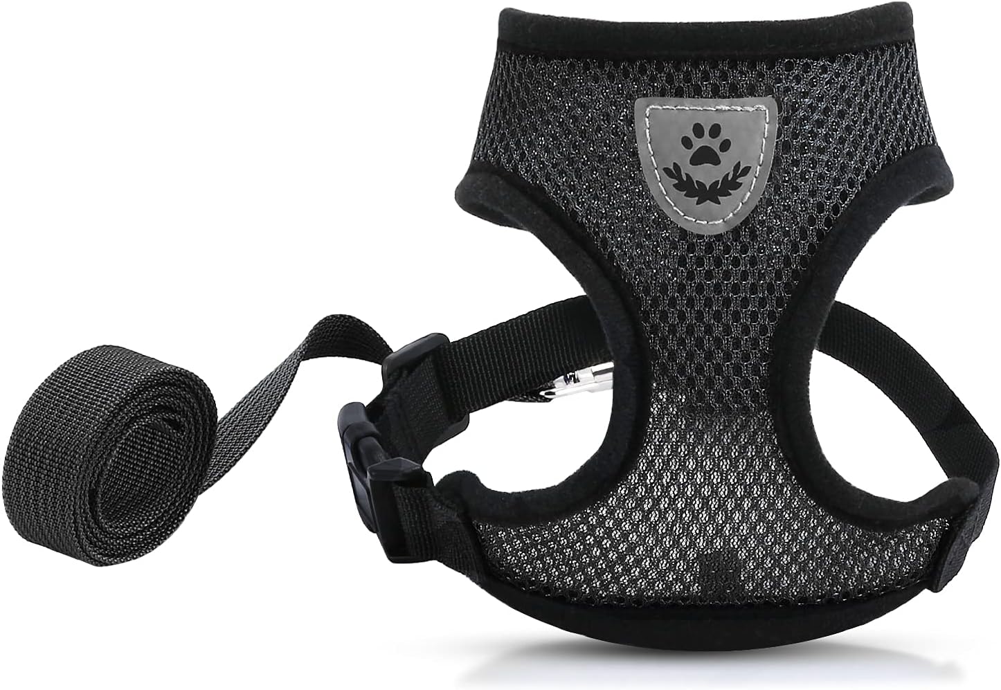 Cat Harness and Leash Set - Escape Proof Adjustable Soft Cat Puppy Vest Breathable with Reflective Strips, Easy Control Cat Jacket for Small, Medium, Large Cats Outdoor Walking(Black Color, M Size)