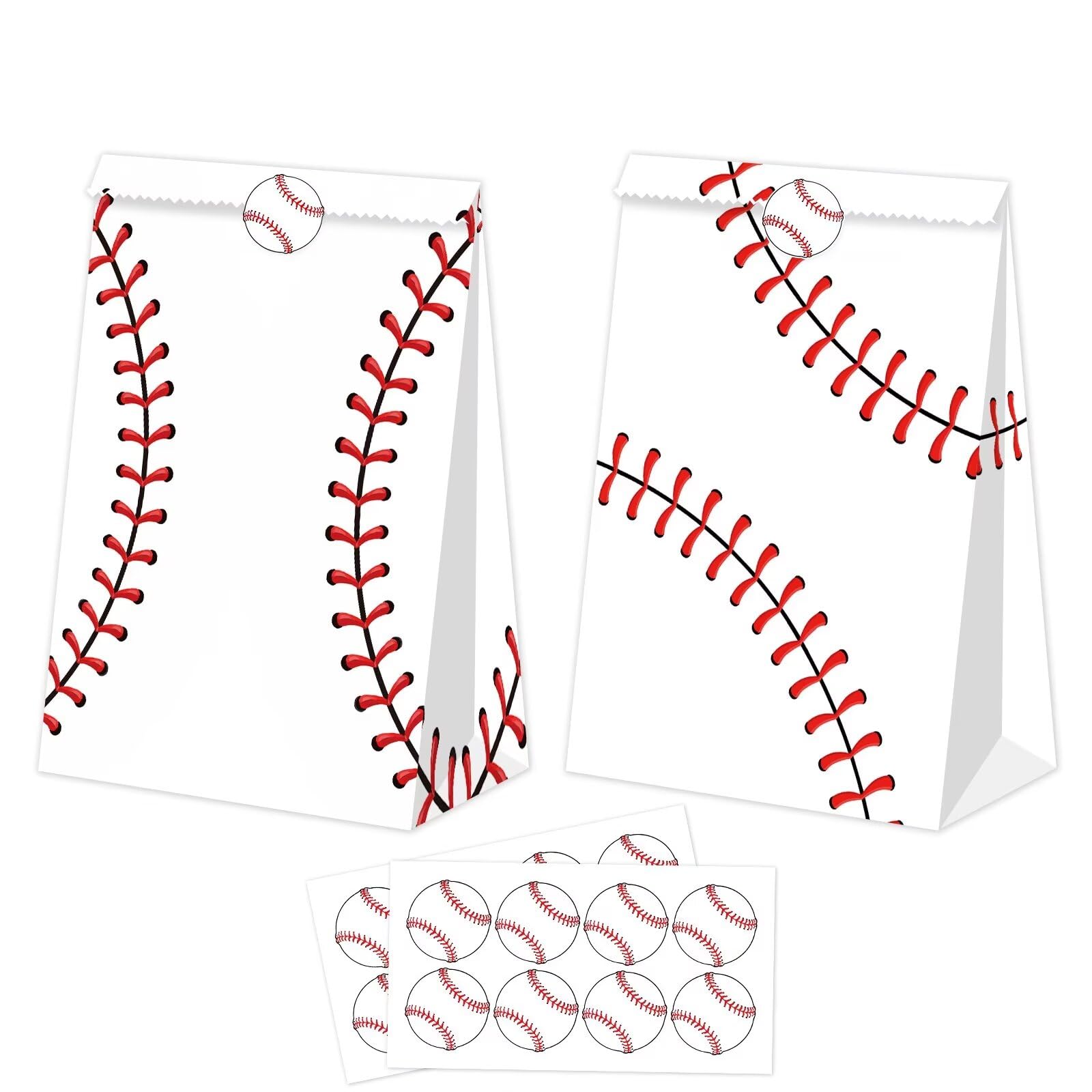 BQN 12 PCS Baseball Goodie Bags Baseball Treat Bags Candy Goody Bags Baseball Party Snack for Kids Boys Girls Baseball Gift Bags for Baseball Party