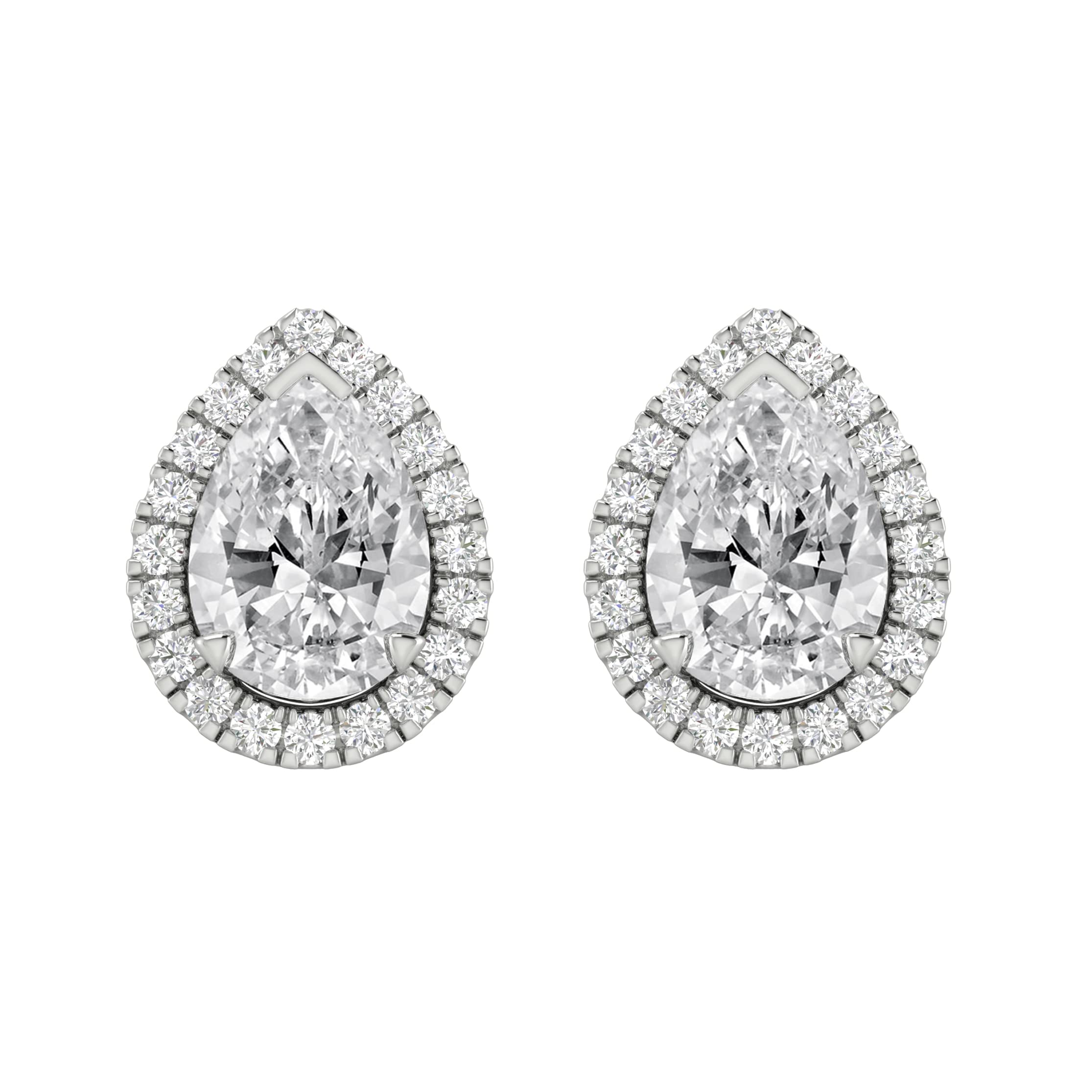Houston Diamond District 1 to 6 Carat IGI CERTIFIED LAB GROWN Round Halo Diamond Earrings for Women Push Back IDEAL CUT (D-E Color VS1-VS2 Clarity) Platinum 1 Carat Princess Shape