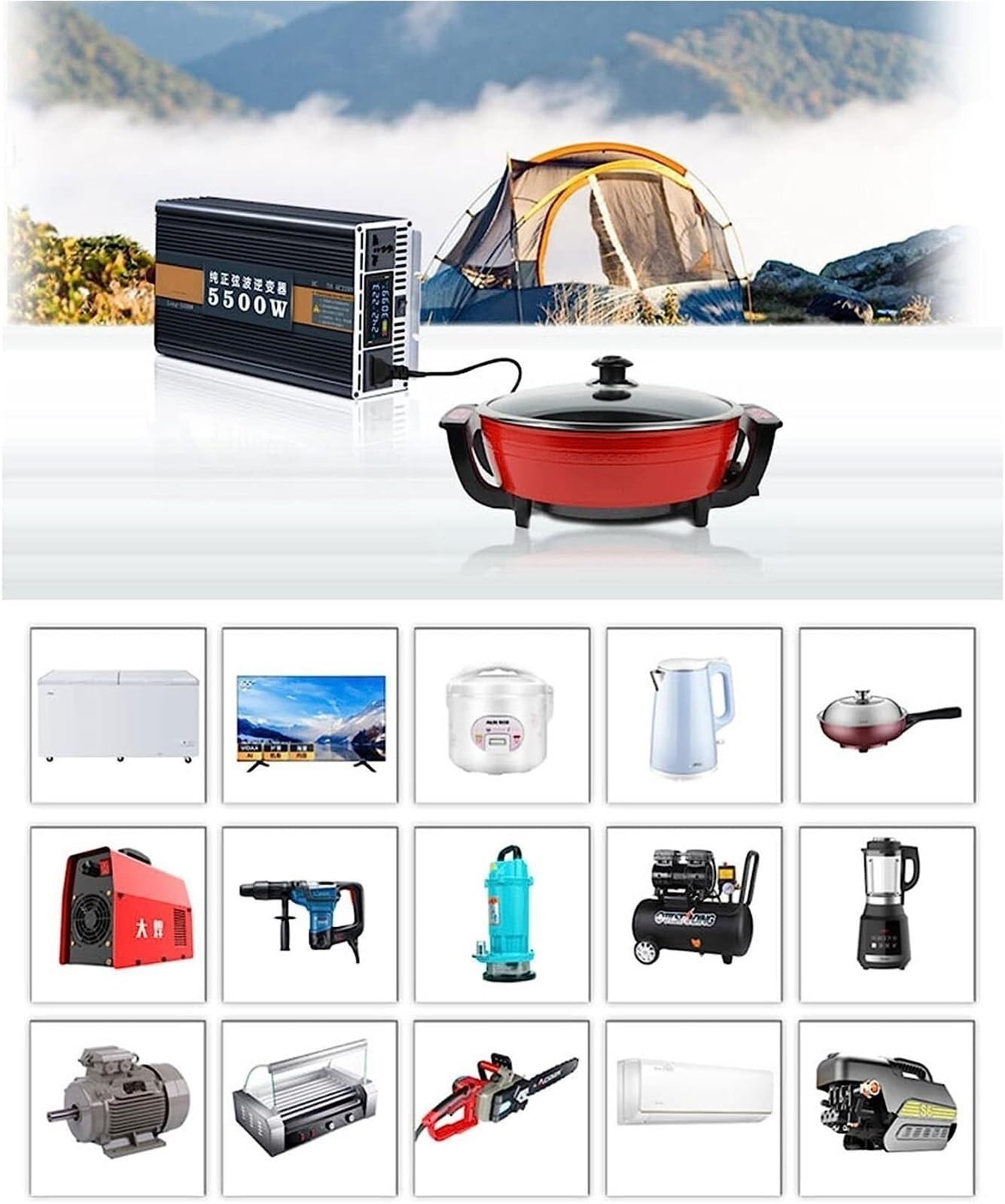 Inverter a onda sinusoidale pura 4000W 5000W 6000W 7000W 8000W 10000W 12000W DC 12V 24V 48V 60V a AC 220V 230V Inverter solari di potenza Invertitore di Tensione Fotovoltaico(12000W,12V)