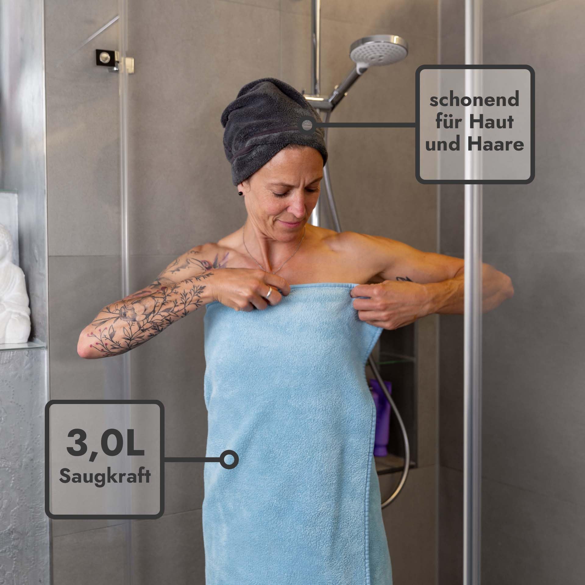 unicopuro® Soft Touch Microfaser Handtuch 140 × 70 cm anthrazit 4er Set – vielseitiges Multifunktionstuch mit 3 L Saugkraft – für Körper, Babyhaut, Haustiere & Bad – superweich & waschbar bei 60 °C