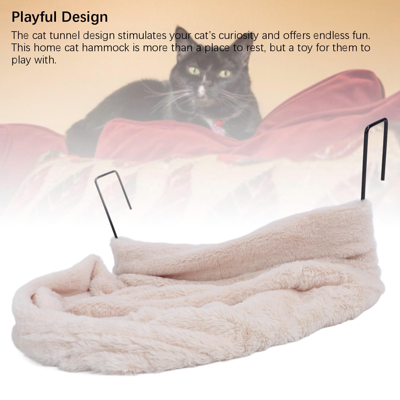 Tnfeeon Cuccia Sospesa per Animali Domestici in Stile Amaca, Culla Accogliente in Peluche per Gatti e Cuccioli, Cuccia Termosifone per Interni per Animali di Piccola Taglia (Beige)