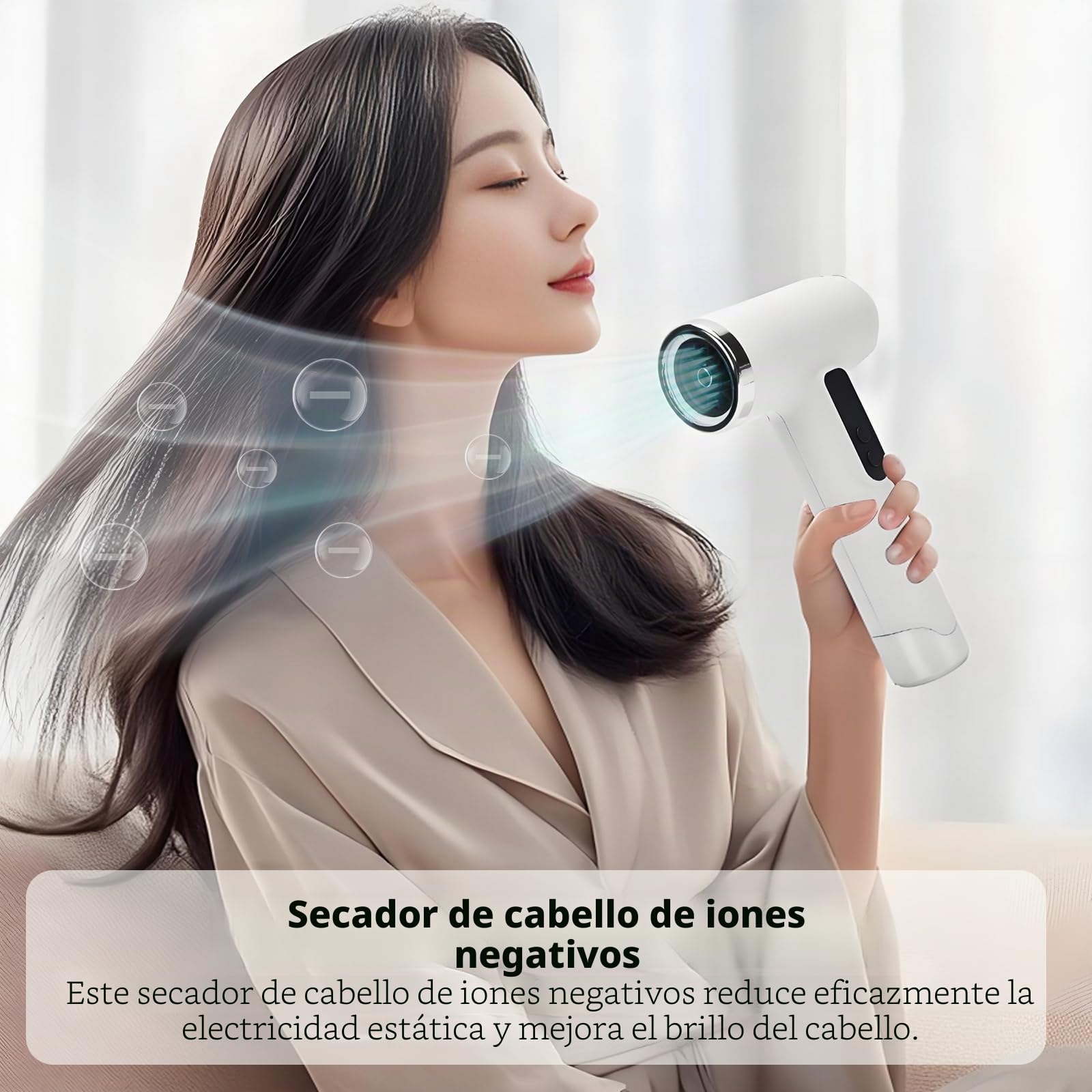 Secador de pelo inalámbrico para mujeres y hombres, secador de pelo de viaje recargable por USB, silencioso, portátil, con boquilla, 100.000 rpm, 200 W, equipo de peinado para dormitorio, viajes