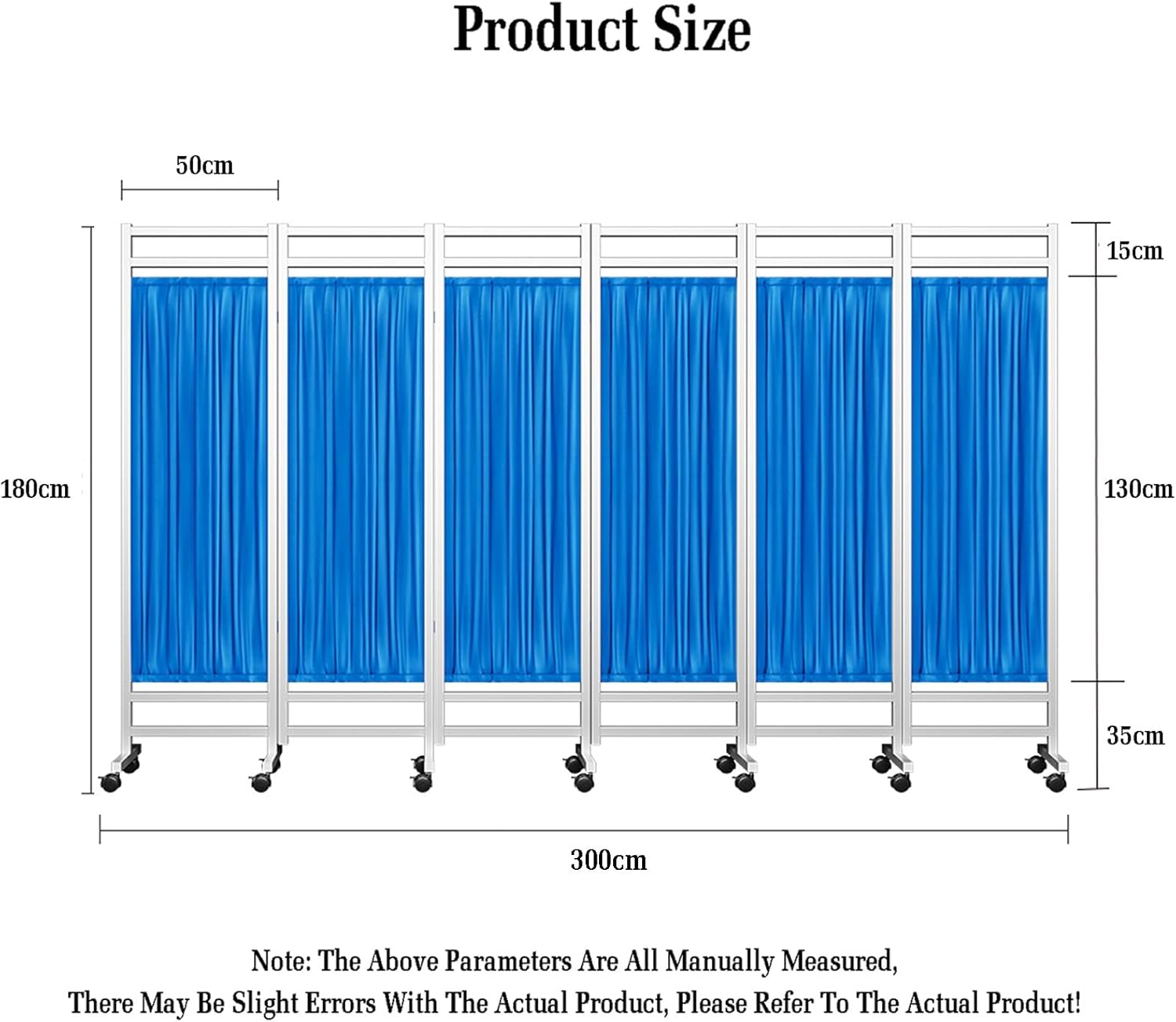 3 8 Panels Medical Privacy Screen,Standing Door Partition with Wheels,6Ft High Folding Room Seperating Divider for Ward Clinic Patient Exam (A 6)