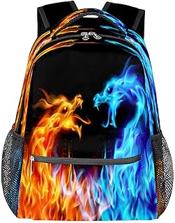 Mochilas de viagem para laptop para mulheres homens dragão chama moda mochilas escolares mochilas para livros, mochilas casuais para meninos meninas trabalho viagens acampamento, Multicor, Medium, Mochilas Daypack