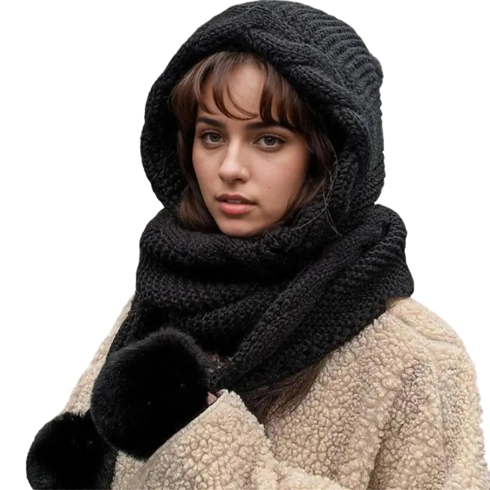 YUXITA Winter Knitted Headwear Polyester Warm Hat Knit Scarf Combo for Biking Skiing And Outdoor Sports Warm Ushanka