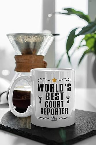 Miniatura 4 de Casitika Regalos para reportero de la corte. Taza de café de informes judiciales de 11 onzas. El mejor reportero del mundo. Idea de regalo para