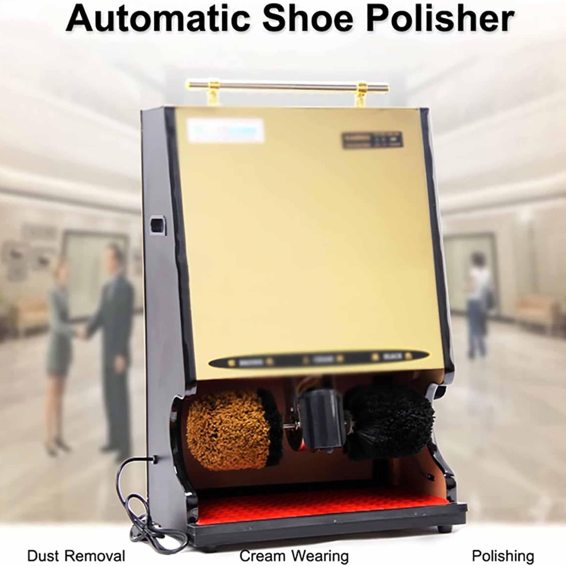 Pulidora de zapatos vertical automática de inducción, cepillo combinado doble, bajo ruido, limpiador eléctrico de zapatos sin contacto, engrasado automático, ahorro de mano de obra para uso en casa y