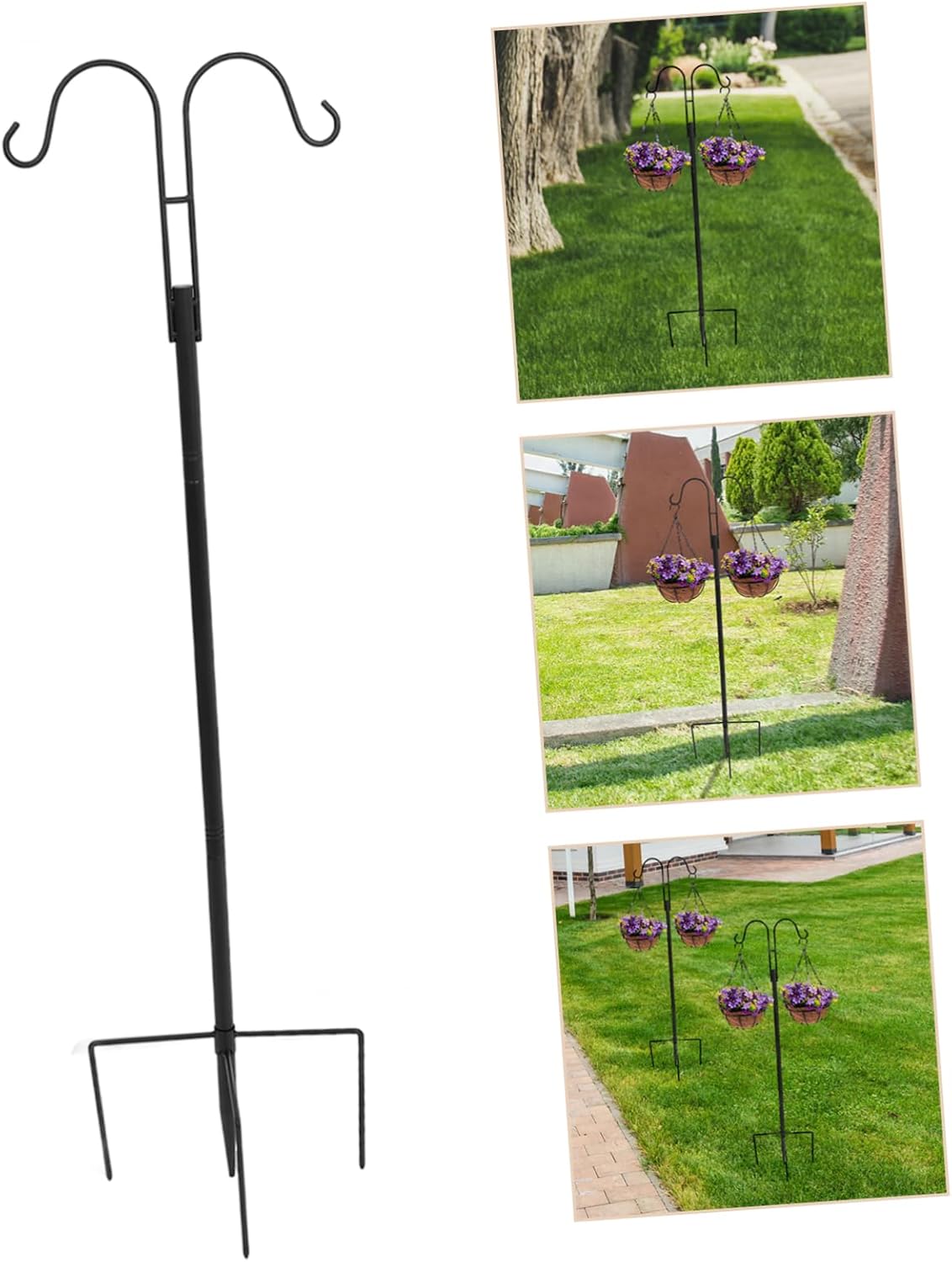 HANABASS Heavy Duty Tall Shepherd Hooks for Outdoor Durable Metal Garden Hanger for Bird Feeders Solar Lights and Plant Decor for Lawn and Courtyard Use