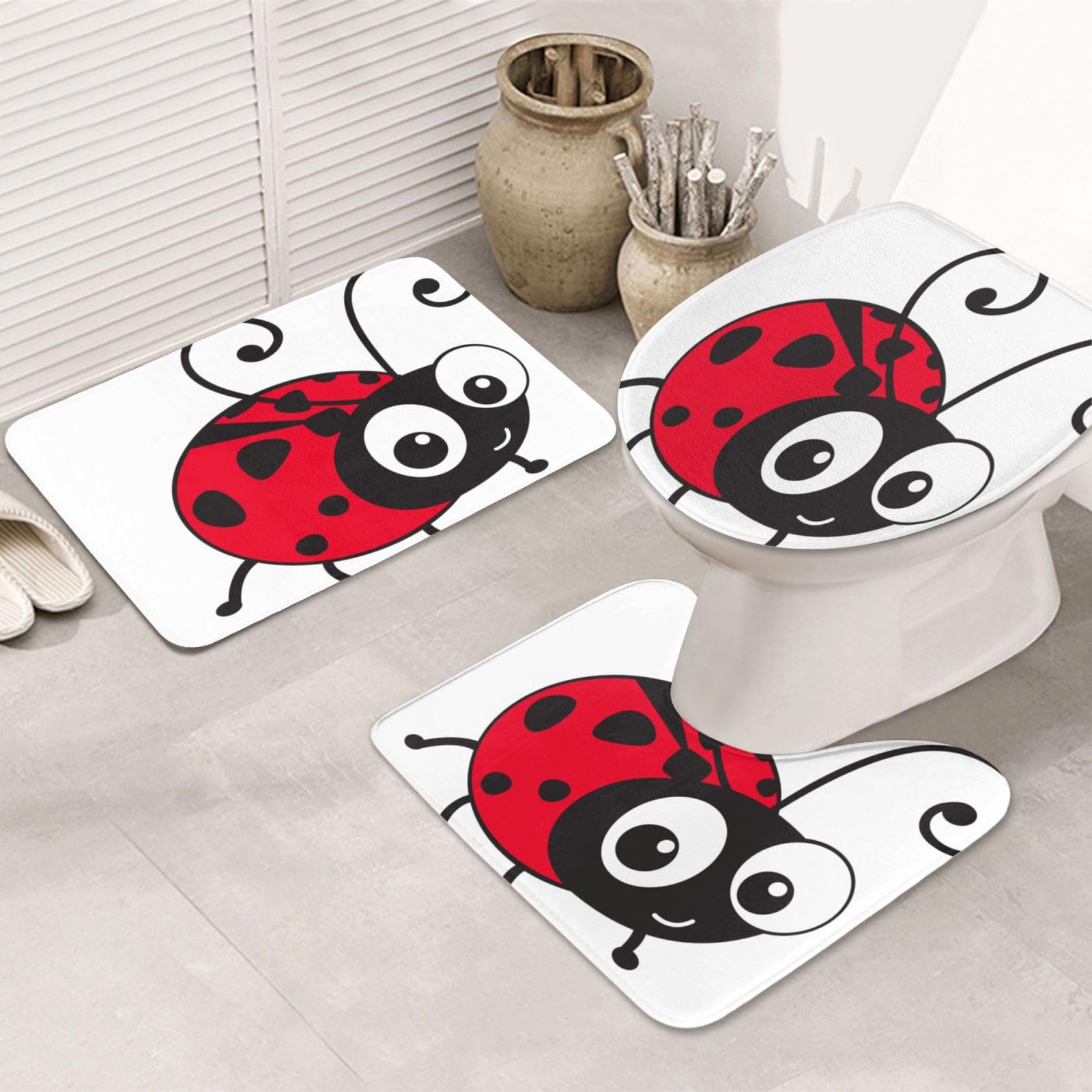 Tapis de salle de bain antidérapants BONDIJ lot de 3 pièces en peluche douce avec contour U