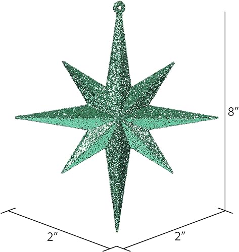 Vista 83 de Vickerman Adorno de Navidad de estrella de Belén con purpurina iridiscente de oro rosa de 8 pulgadas, 4 por caja