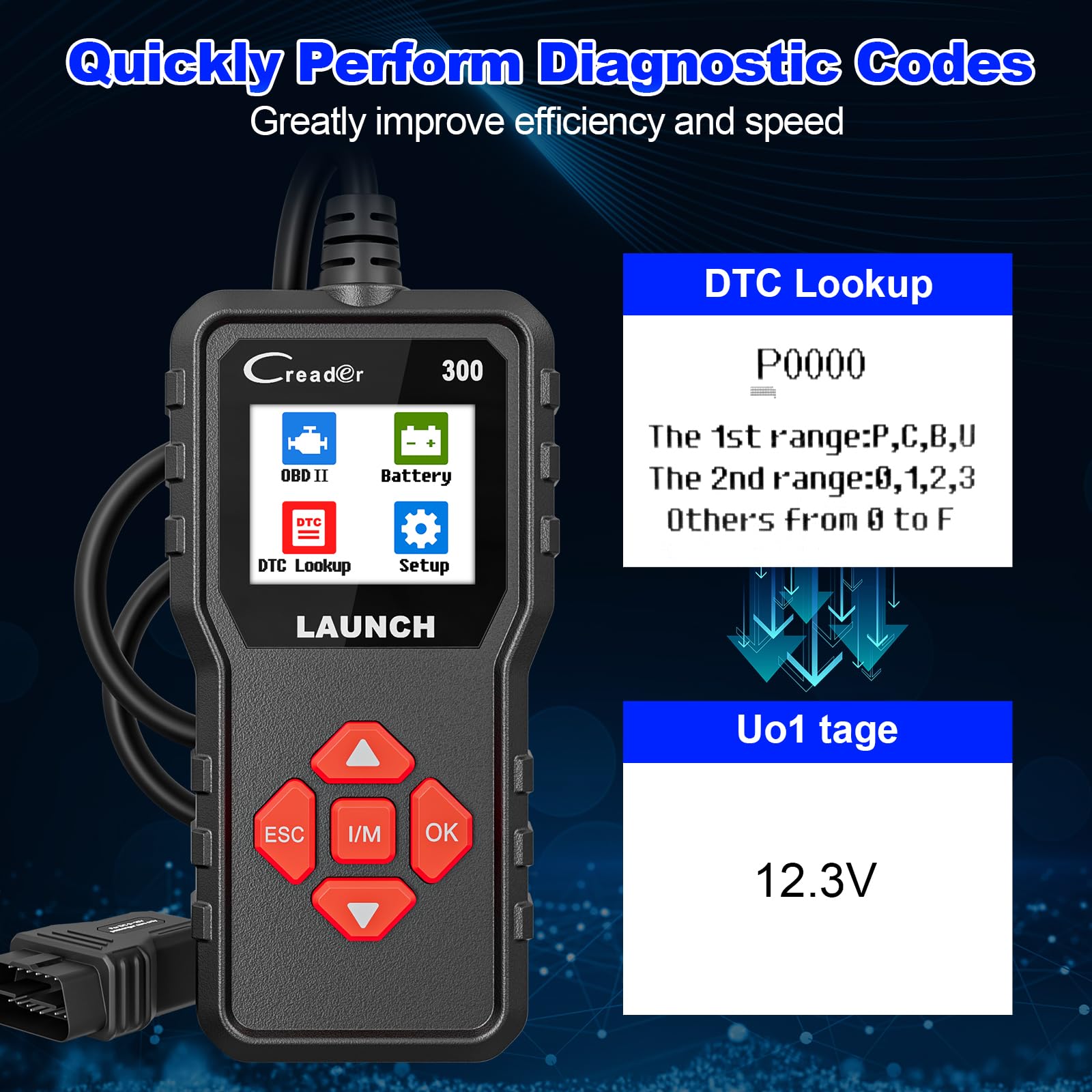 OBD2 urządzenie diagnostyczne do samochodu LAUNCH CR300, skaner do wszystkich pojazdów, europejskie narzędzie diagnostyczne po roku 2000, A czytnik samochodowy w języku niemieckim do BMW, VW, Mercedes