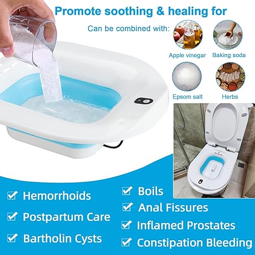 Vista 2 de Bañera de sentada, baño eléctrico para hemorroides, baño de asiento para asiento de inodoro, lavabo de cuidado posparto, cuenco de sales de baño