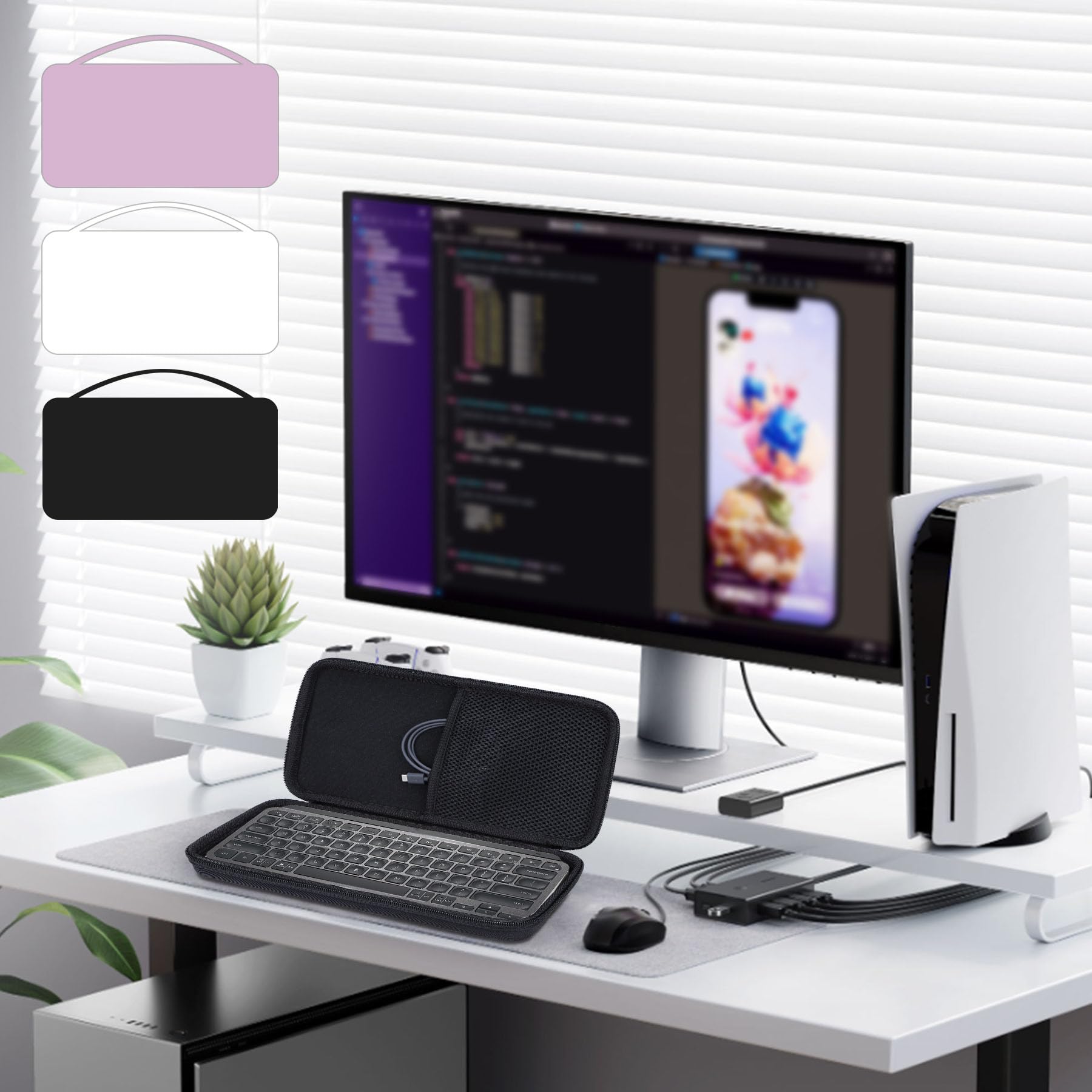 Lebakort Twarde etui kompatybilne z klawiszami Logitech MX Mini, minimalistyczna podświetlana klawiatura (różowe etui)