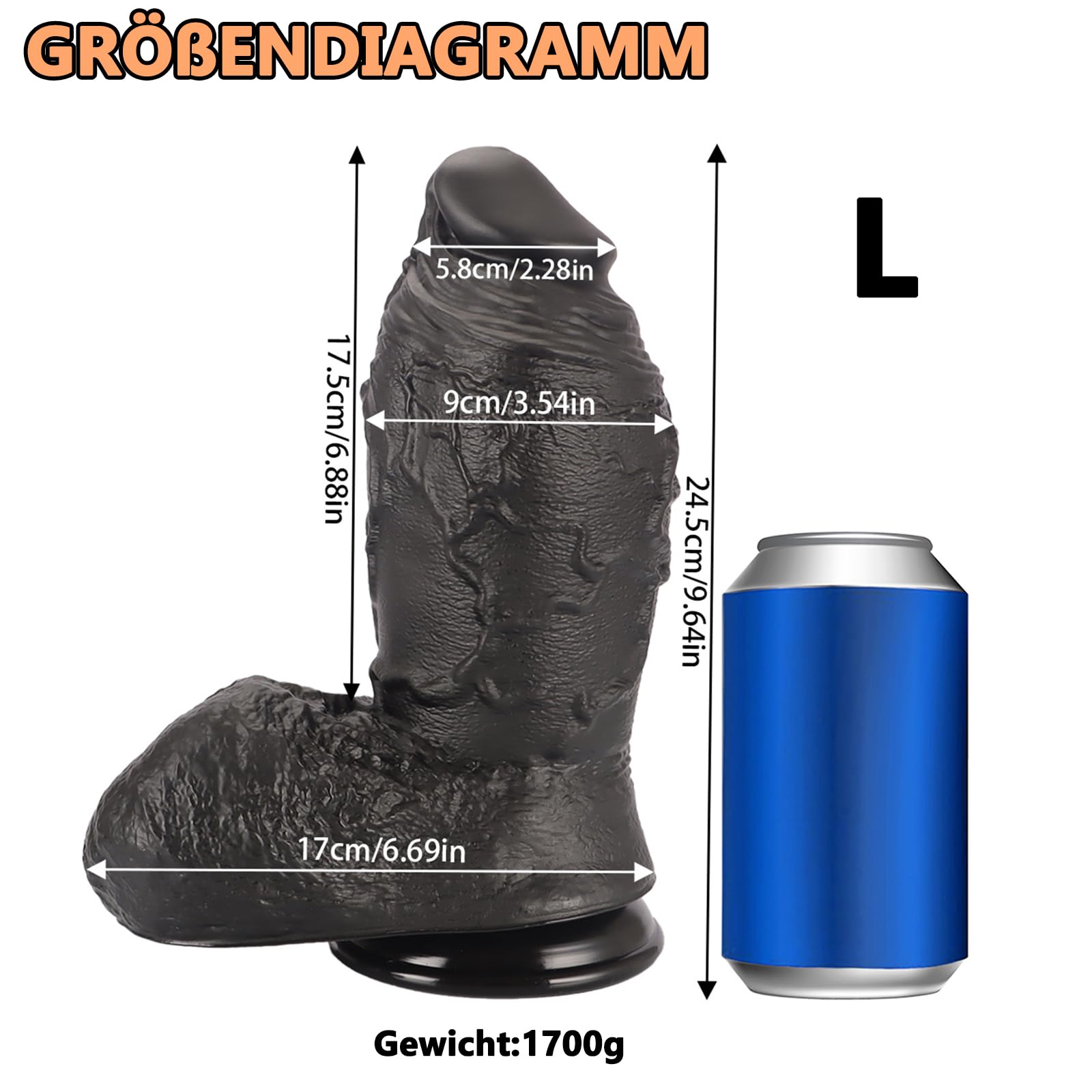 BDSMAGE dildo anale, plug anale gigante con forte ventosa, plug anale plug grandi giocattolo del sesso coda di dilo giocattoli sessuali per donne uomini coppie (L)