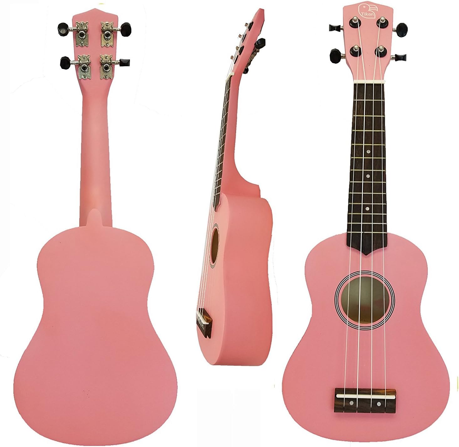 21" Professional Series Soprano Ukulele Bundle by Tikan Sound - Pink- FREE bag and pick