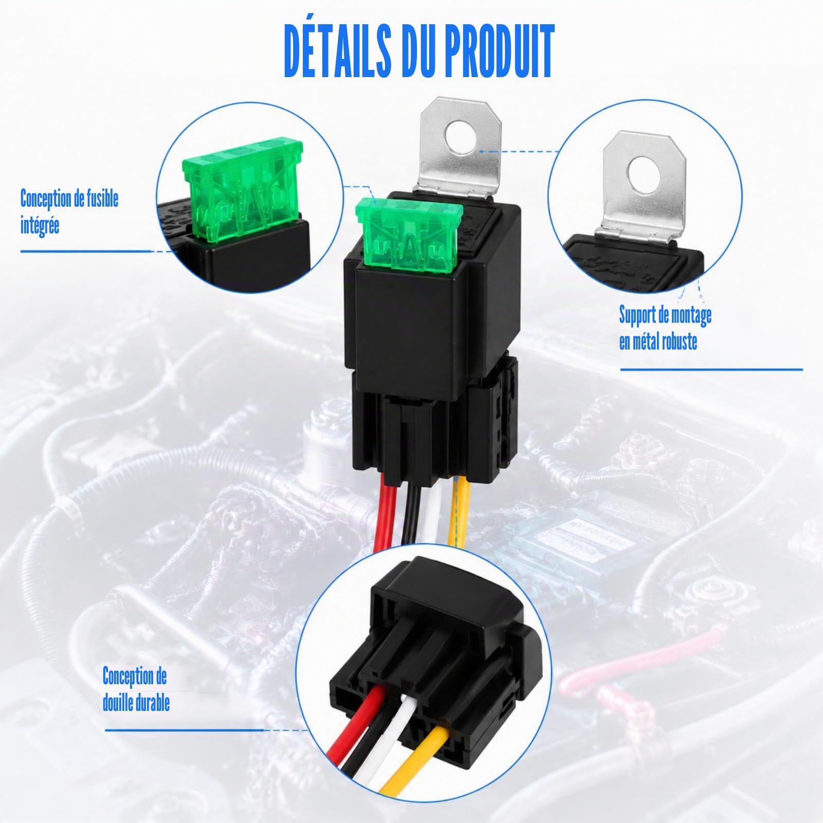3 Pcs Relais Automobile 12v Avec Fusible 30a,Faisceau De Câbles 12 Awg,Relais éLectrique Spst 4 Broches Avec Diode Intégrée,Fusible Relais Voiture Camion,Support Fusible Ato/Atc Pour Voiture