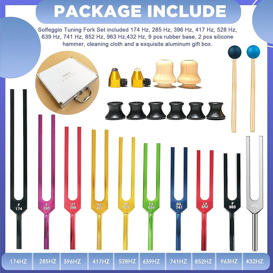 Amazon.com: TENFLY Solfeggio Tuning Fork Set - 10 Tuning Forks